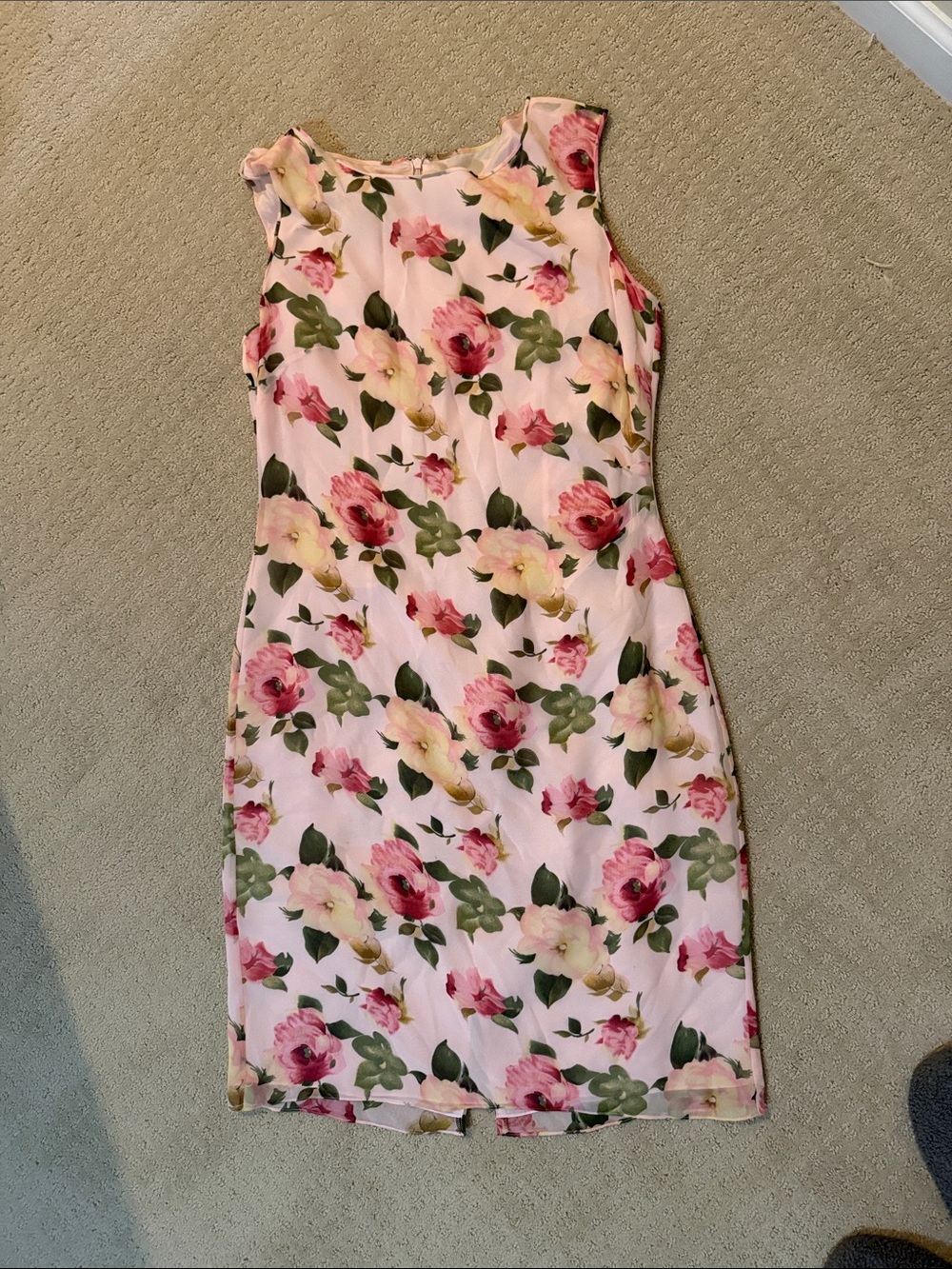 Talbots Sleeveless Pink Floral silk Sheath Dress